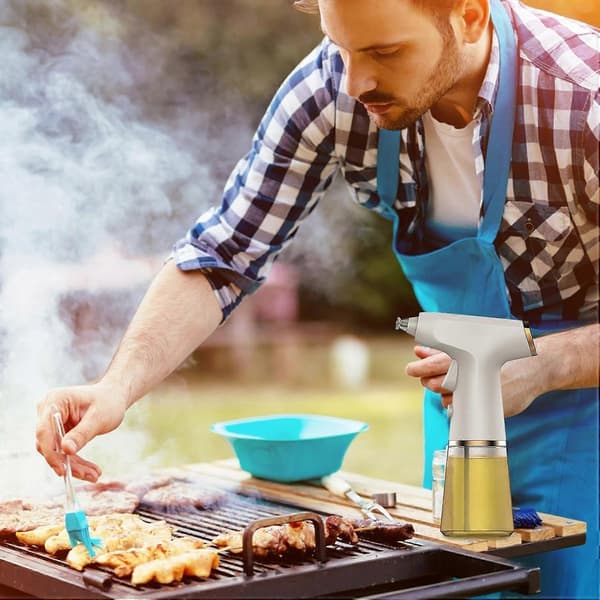 Cooking Spray Bottle, Electric Olive Oil Spray | 280ml Continuous Spray for Cooking Frying Roasting (White)