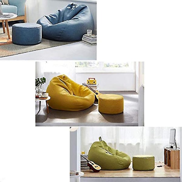 Lazy Sofa Betræk Ufyldt Linned Recliner Puff Sofa Tatami Sofa Betræk Husholdningsartikler Lysegrå