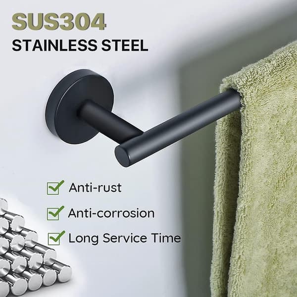 Væghængt håndklædestativ, 30 cm, SUS-304 rustfrit stål mat sort finish