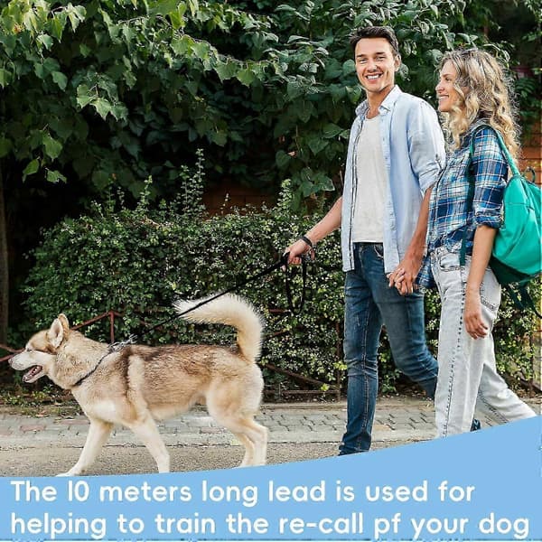 Biothane Indkaldelsesline til Hunde og Katte, 10m Lang, Kraftig, Sort, Egnet til Små Hunde Op Til 50kg [DB]