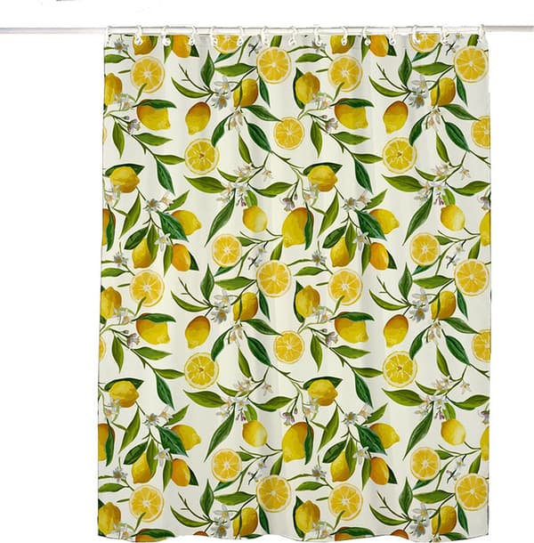 Dusjforheng med 12 ringer, anti-mugg, kubedesign, vanntett polyester, 180x120 cm