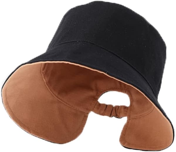 Hat til kvinder med hestehale, vendbar bøllehat, UV-beskyttelse, foldbar strandhat med bred skygge