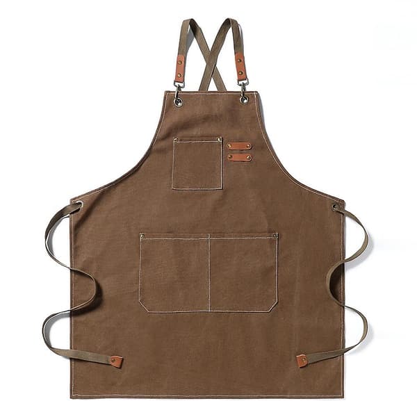 Apron Waterdrop Resistant Cotton Canvas Adjustable Cross Back Apron Thick Canvas, Durable And Dirt-Repellent Long-Sleeved Long-Sleeved Apron