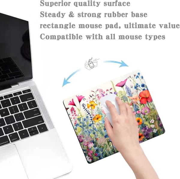 Fantastiske Blomster Planter Musematte, Rosa Blomstret Rose Musematter for Skrivebord, Myk Datamaskin Musematte Søt Musematte Stoff Datamaskin Musematter for
