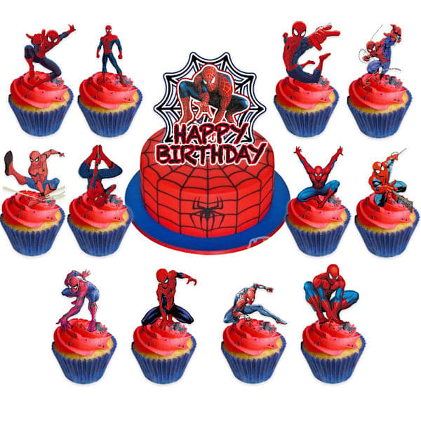 Bursdagsbanner, vimpel, ballonger, festdekorasjoner med Spiderman-tema