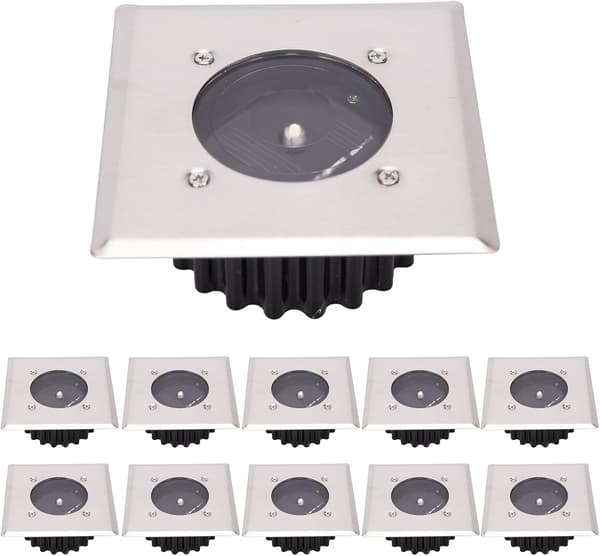 10-pakning LED-solcellelamper, utendørsbelysning, gatelys, nedgravd belysning, vanntett IP65 (kaldhvit)