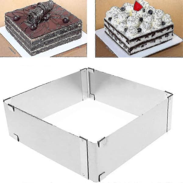 Stainless Steel Cake Ring Square Cake Mousse Mold Ring Cutter, Adjustable from 10 cm to 18 cm