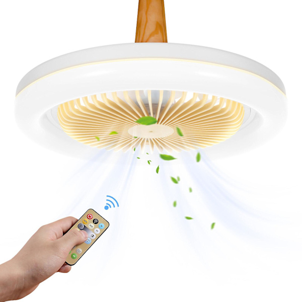 Justerbar Moderne LED Takvifte Med Lys Fjernkontroll Smart Viftelampe For Stue Soverom Gul 26CMX26CMX12.3CM Yellow 26CMX26CMX12.3CM