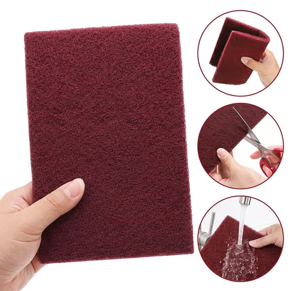 30-pakning burgunder skureputer 15 x 23 cm, multifunksjonell skrubbepute