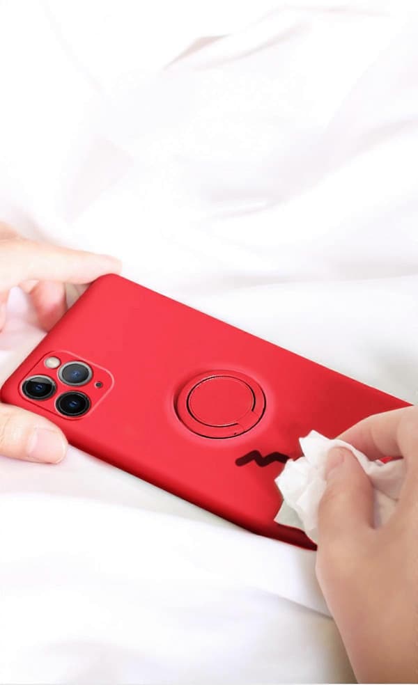 Med Ringstativstöd Magnetisk Bilhållare Anti-Repa Mikrofiberfoder Slim Stötsäkert Silikon Telefonskal för iPhone 14 6,1 Tum
