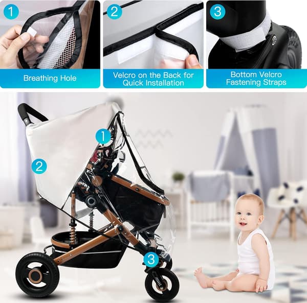 Universal Stroller Rain Cover, Stroller Rain Cover with Front Opening