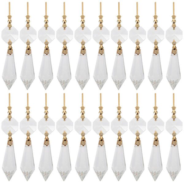20 stk Klare Krystall-Lysekroner Is-Prismer Lysestake-Reservedeler 7,2X1,2X0,6CM 7.2X1.2X0.6CM