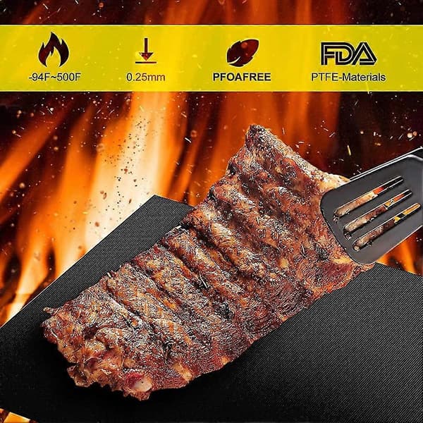 BBQ Grillmatte. 5 stk BBQ Grillmatter Non-Stick Gjenbrukbare og Bakematte for innendørs utendørs