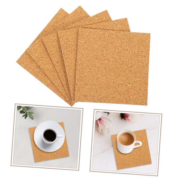 Cork Coaster Square Cork Mat 2mm Thick Self-Adhesive for Drink Holders