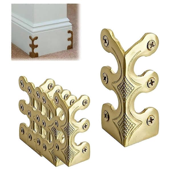 10 Pcs Skiffers Skirting Board Corner Protector, Solid Brass Skirting Board Guard, Skirting Board Corner Protector [DB] Gold Gold
