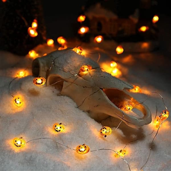 Halloween String Lights - LED String Lights - 30 LED - Decorative String Lights - Battery Operated - Waterproof - Pumpkin Lights - Halloween