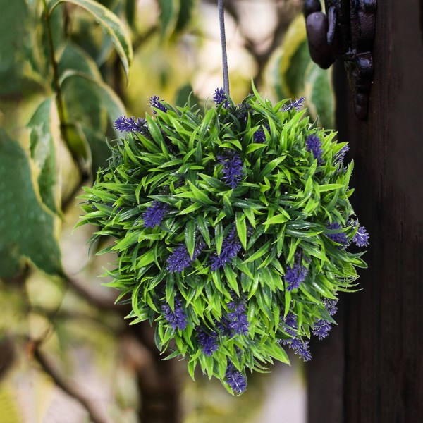 4x Keinotekoinen Purppura Laventeli Riippuva Topiary Pallo Kukkakasvi Koristekori Ruukku 30cm