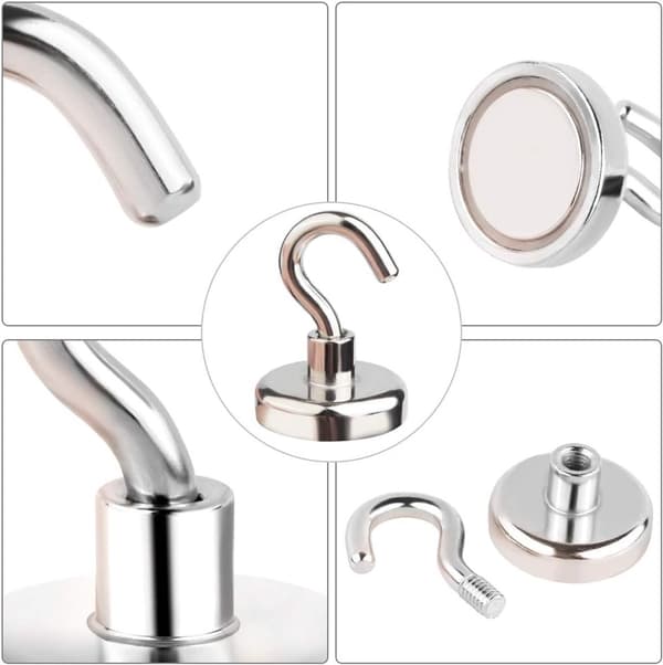 5-pack Neodym magnetkrokar - 36 kg last, för hem, kök, kontor, ingen borrning