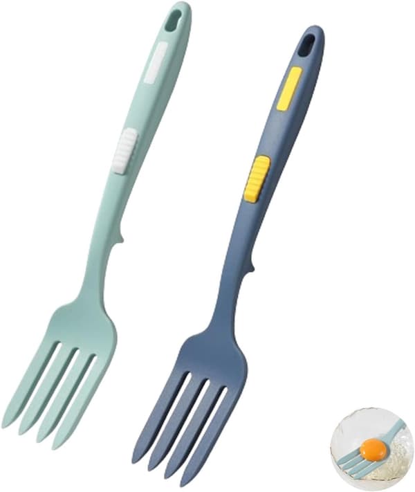 Silicone Roasting Fork - Heat-Resistant Non-Stick Cake Fork for Kitchen Utensils, Baking Accessories, Dark Blue 2-pack
