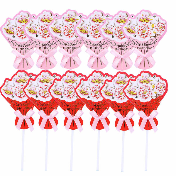 12 stk. Brudebuket Kage Toppers Delikat Papir Kage Dekorationer Til Fødselsdagsfest 12 stk. 12pcs