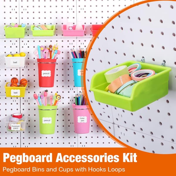 64 deler Pegboard-beholdere og kopper (fargerike) Colorful