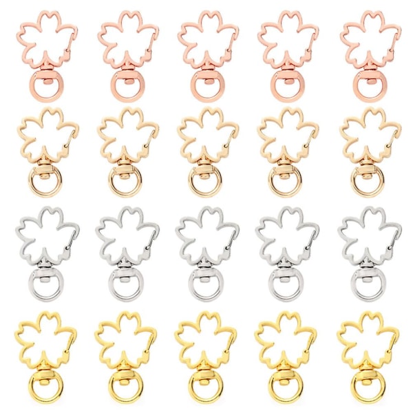 20 Pcs Key Holder Purse Flower Jewelry Making Charms Diy Key Ring Supplies Flowers Pendants Lobster