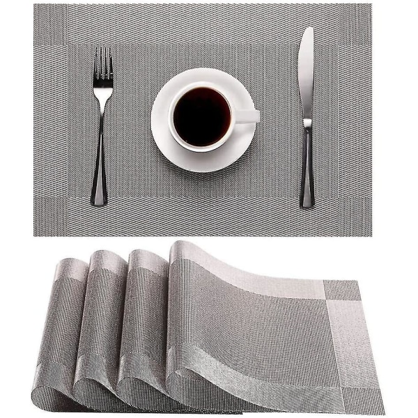 Placemat, Halksäker Tvättad Pvc Bordstablett (Silvergrå