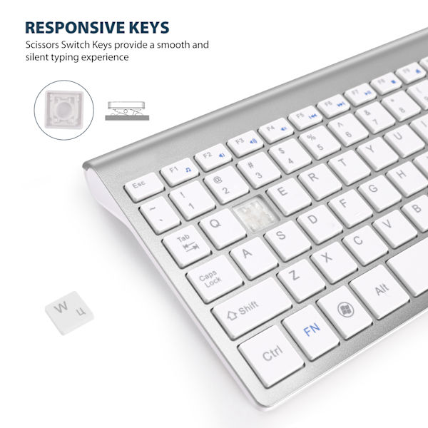 Wireless Keyboard and Mouse Combo Silver