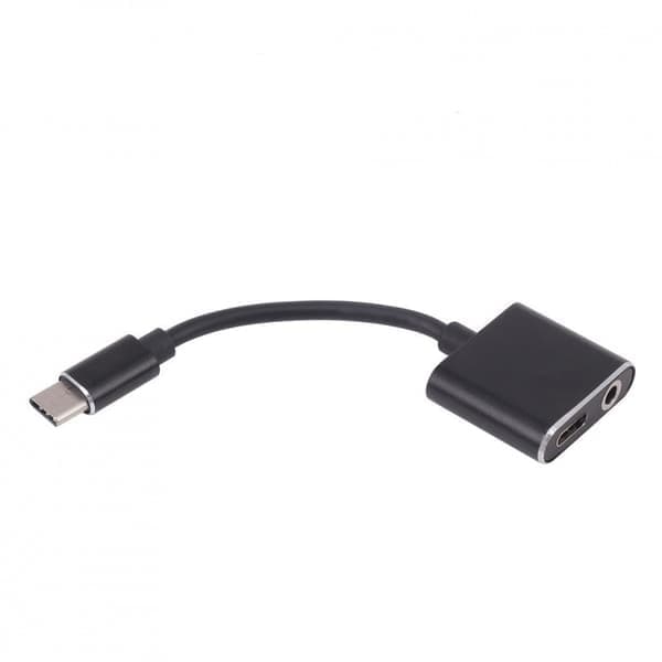 USB-C-adapter: Oplad og lyt, stilrent design sort