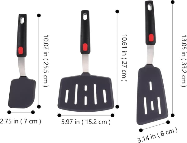 3 stk silikonstekespade sett gjenbrukbare non-stick gryte- og stekespader