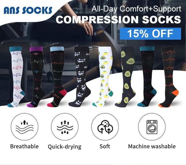 6 kpl Puolipitkät L/XL Urheilulliset Kompressiosukat -24