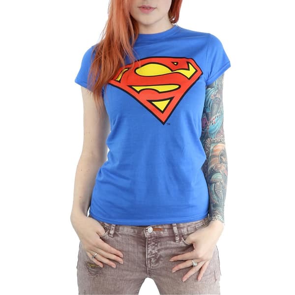 DC Comics Dam Superman Logotyp Bomulls-T-shirt L Kungsblå Royal Blue L