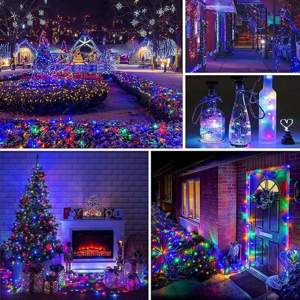 300 LED Colored Solar String Lights Outdoor 8 Modes Waterproof Copper Wire Lights Home Garden Patio Party Wedding Decorative Lighting