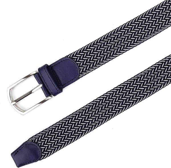 Vit Flätad Canvas Vävd Elastisk Stretch Bälte för Män/Kvinnor/Junior Blå