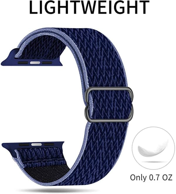 Strækbart bånd til Apple Watch justerbart strækflettet elastisk nylon til iWatch 7 --- Lilla Lilla (42/44/45 mm)
