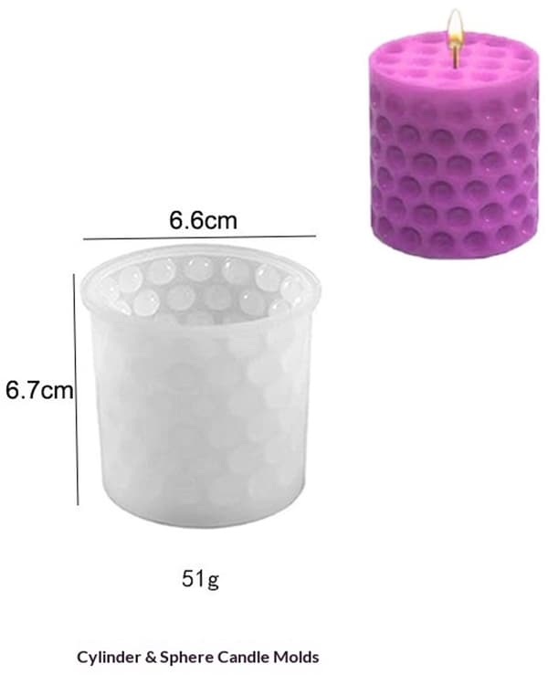 6-delte silikoneforme til stearinlys, genanvendelige 3D-forme til lysfremstilling, sæbe og harpikshåndværk, hvid, 6,5 x 6,5 x 8,7 cm