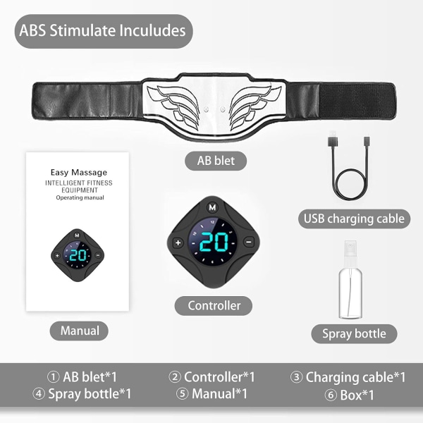 ABS-stimulaattori, USB ladattava fitness kuntoiluväline ilman geelityynyjä miehille, nainen, käsivarsi, jalka