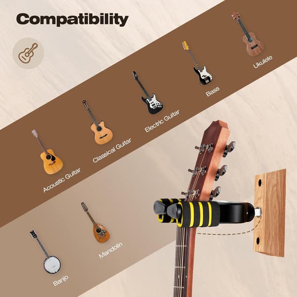 Gitarrväggfäste, Gitarrhängare med autolås, Gitarrkrok Kajakpaddelhållare Hängare Väggförvaring, Gitarrhållare Säkerhet och Halkfria Krokar