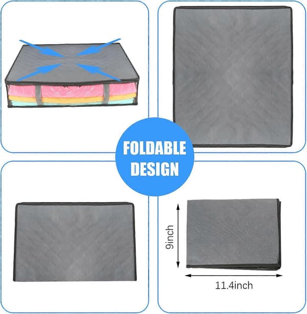 2-pack Under Bed Storage Bags, 40L Foldable Fabric Storage Bins with Window, Zippers and Reinforced Handles, Clothes Storage