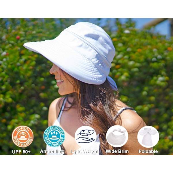 Hatte til kvinder UPF 50+ UV solbeskyttelse konvertibel strand solhat