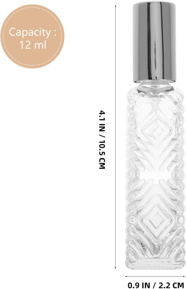 4st 12ml Mini Sprayflaskor i Glas Bärbara Resefina Dimma Påfyllningsbara Aromaterapi Eterisk Olja Parfymprov, Guld, Svart och Roséguld