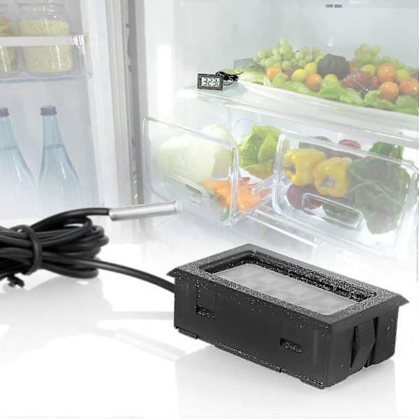 Digitalt LCD-termometer temperaturmåler med ekstern sensor for kjøleskap