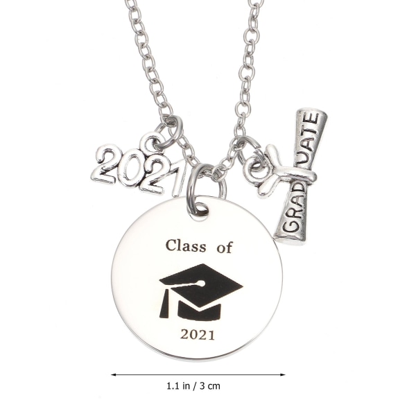 Smykke Halskje Gravert Halskje Rundt Halskje College Graduation Gaver Graduation Gave Silver 3x3cm