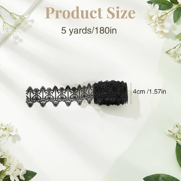 Blondekantbånd, 1,6 tommer x 5 yards blomsterbroderet bånd