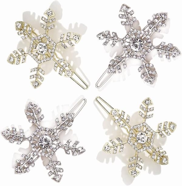 4 st Hårclips Silver Crystal Hårfästen Håraccessoarer Snöflinga Hårstift för Kvinnor och Flickor