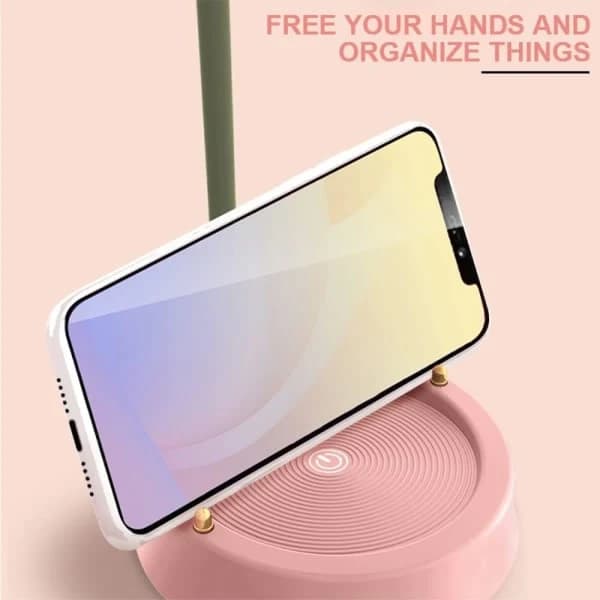 Blom LED Table Lamp Cordless Adjustable Gooseneck Dimmable Touch Rechargeable Battery Student Bedroom (Pink)