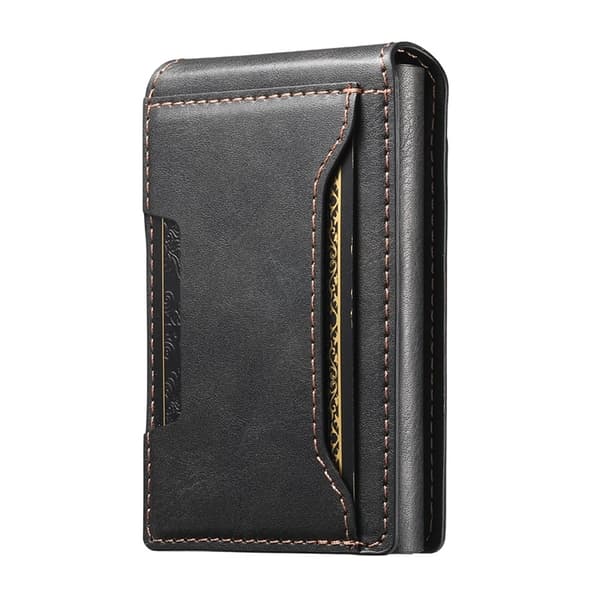 SUTENI Card Holder Automatic Pop-Up Metal Embossed Waxed Texture Black