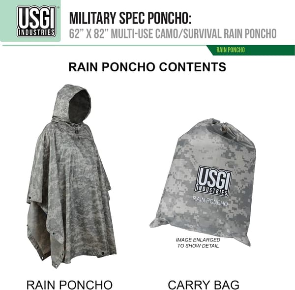 Poncho i militærstil, multifunksjonell Rip Stop kamuflasjeregnponcho