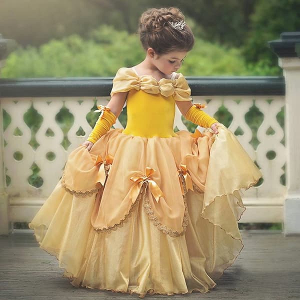 1 stk Belle prinsessekjole til efterår og vinter, Skønheden og Udyret Højde 130CM Height 130CM