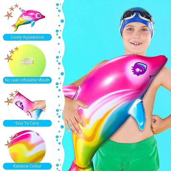 Delfin Regnbue Oppustelig Pool Legetøj 91 cm Farverig Pink Poolkant